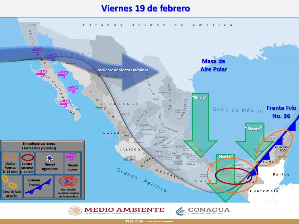 ALERTAN POR LLEGADA DEL FRENTE FRíO 36 MANTENDRá BAJAS TEMPERATURAS