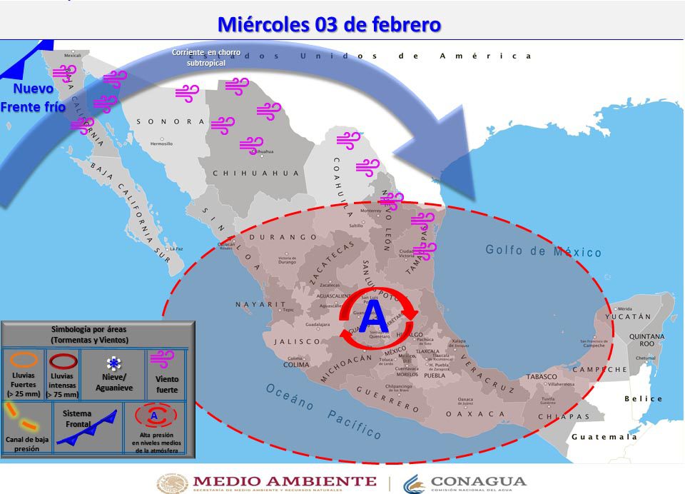 HABRá DESCENSO EN LAS TEMPERATURAS Y VIENTOS FUERTES EN BC
