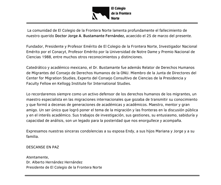 FALLECE EL DR. JORGE BUSTAMANTE