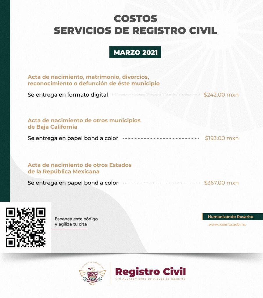 REGISTRO CIVIL DE ROSARITO RECOMIENDA USO DE CITAS POR INTERNET PARA TRáMITE