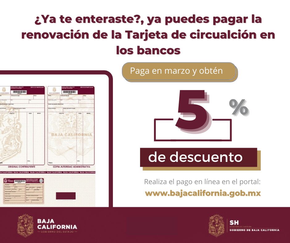 YA PUEDES PAGAR TU TARJETA DE CIRCULACIóN EN BANCOS