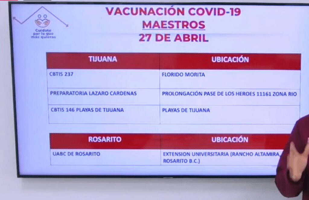 REVELAN LOS 11 PUNTOS DE VACUNACIóN PARA MAESTROS EN BC