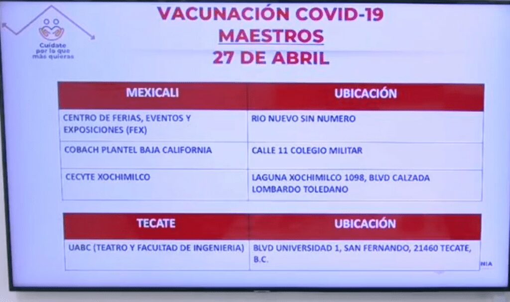 REVELAN LOS 11 PUNTOS DE VACUNACIóN PARA MAESTROS EN BC