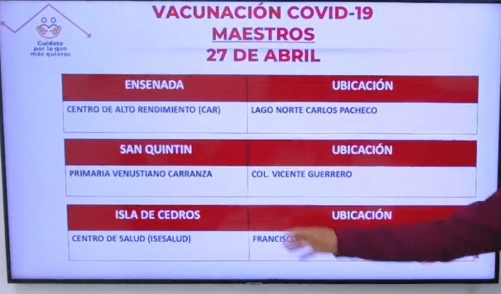 REVELAN LOS 11 PUNTOS DE VACUNACIóN PARA MAESTROS EN BC