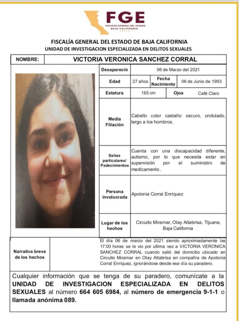 VICTORIA TIENE 27 AñOS Y ESTá DESAPARECIDA