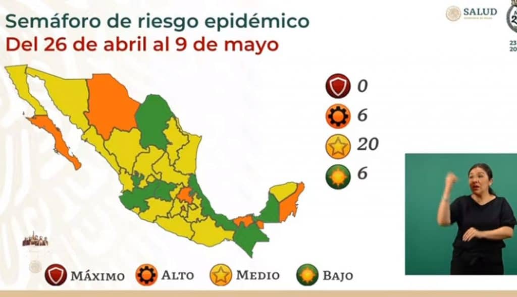 MéXICO REDUCE A 6 LOS ESTADOS EN VERDE EN SEMáFORO EPIDEMIOLóGICO