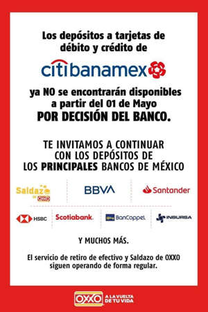 OXXO DEJARá DE RECIBIR DEPóSITOS A UN BANCO A PARTIR DE MAYO OXXO DEJARá DE RECIBIR DEPóSITOS A UN BANCO A PARTIR DE MAYO