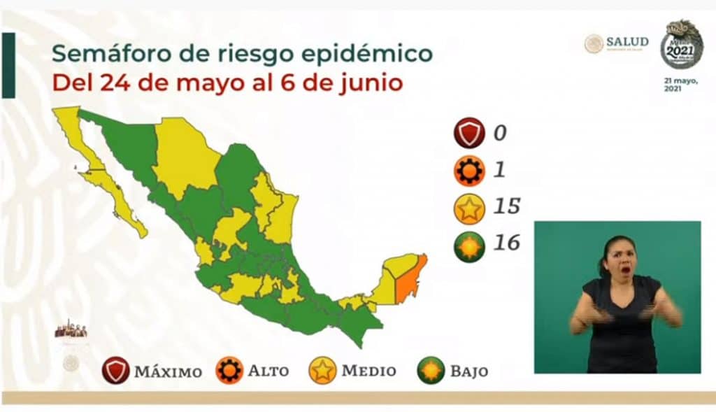 MéXICO SUMA 16 ESTADOS EN VERDE EN SEMáFORO EPIDEMIOLóGICO