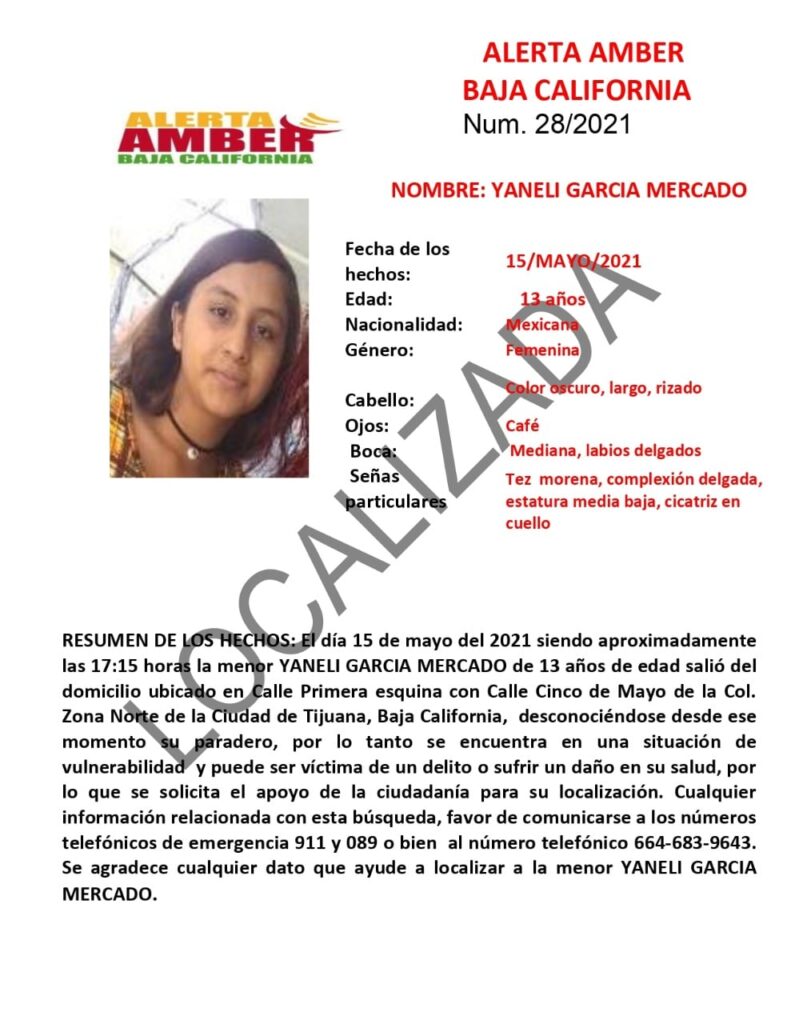 CANCELAN ALERTA AMBER POR YANELI GARCíA DE 13 AñOS CANCELAN ALERTA AMBER POR YANELI GARCíA DE 13 AñOS