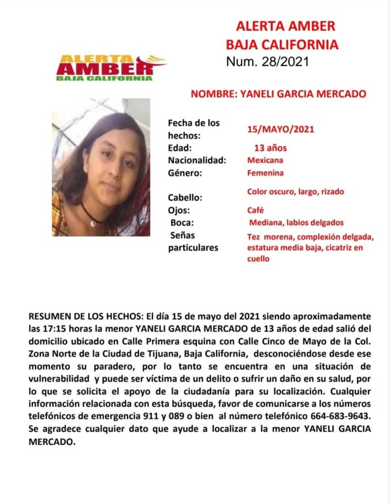 CANCELAN ALERTA AMBER POR YANELI GARCíA DE 13 AñOS CANCELAN ALERTA AMBER POR YANELI GARCíA DE 13 AñOS