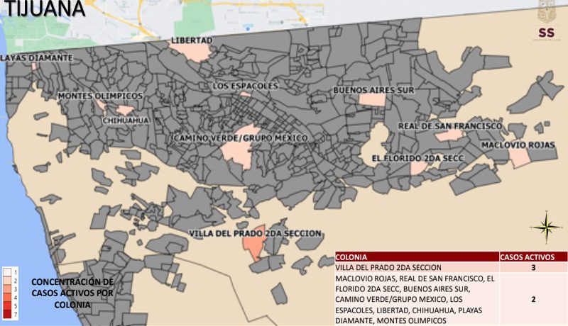 SUBEN A 13 LAS COLONIAS CON CASOS ACTIVOS DE COVID-19 EN TIJUANA SUBEN A 13 LAS COLONIAS CON CASOS ACTIVOS DE COVID-19 EN TIJUANA