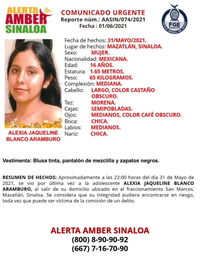 ACTIVAN ALERTA AMBER POR TRES ADOLESCENTES DESAPARECIDAS EN SINALOA