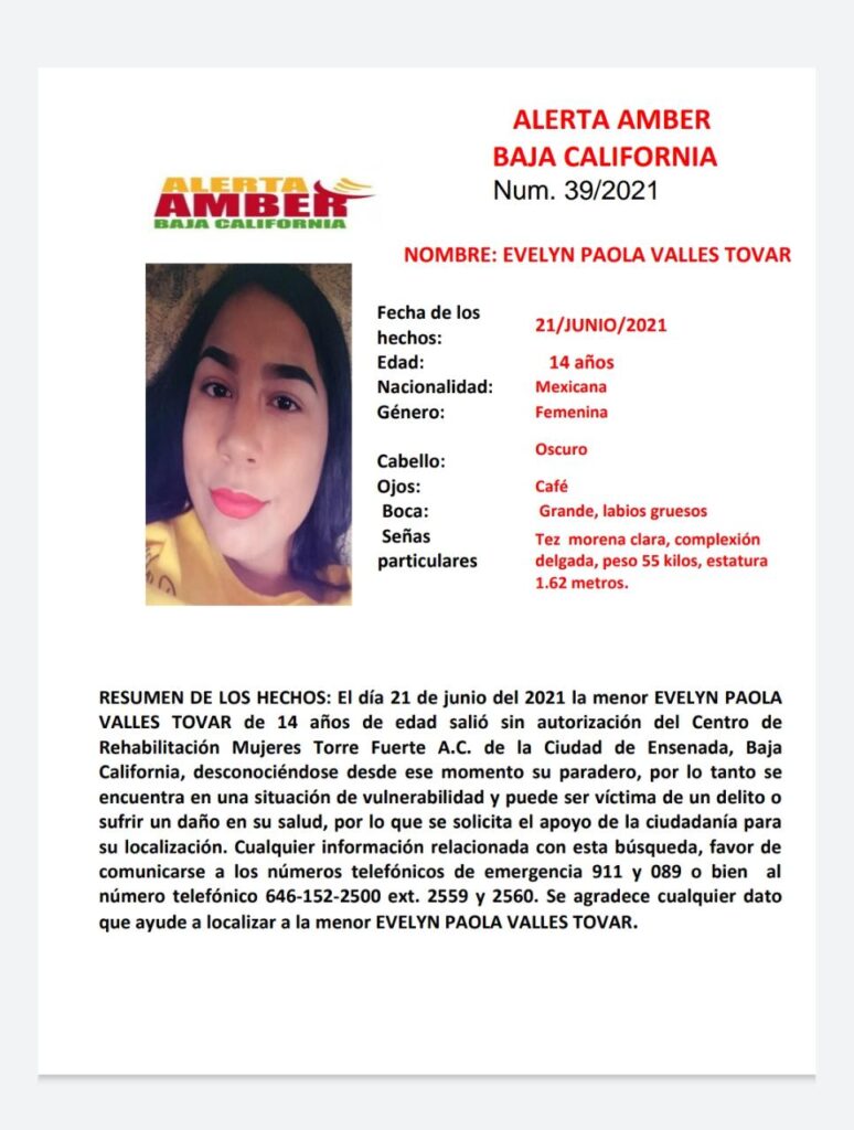 ACTIVAN ALERTA AMBER POR EVELYN VALLES