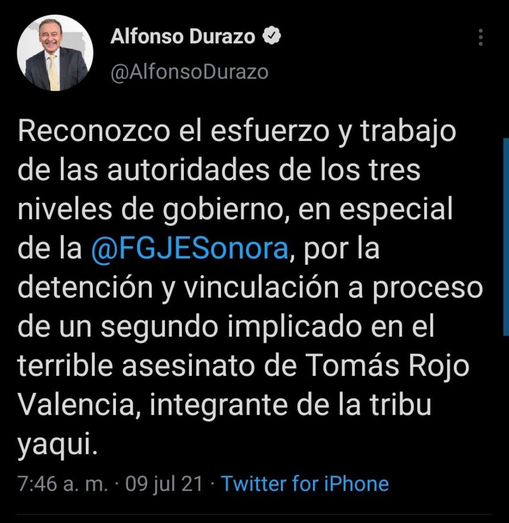 DETIENEN A SEGUNDO IMPLICADO EN LA MUERTE DE TOMáS ROJO