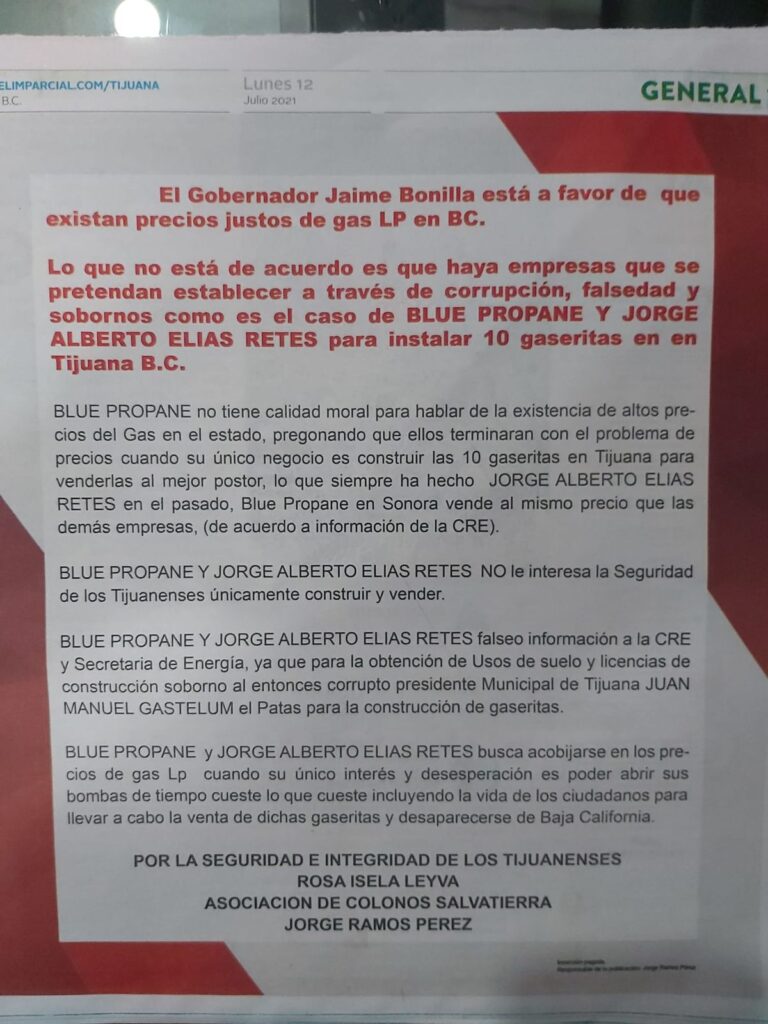 CRECE POLéMICA POR DISTRIBUCIóN DE GAS DOMéSTICO