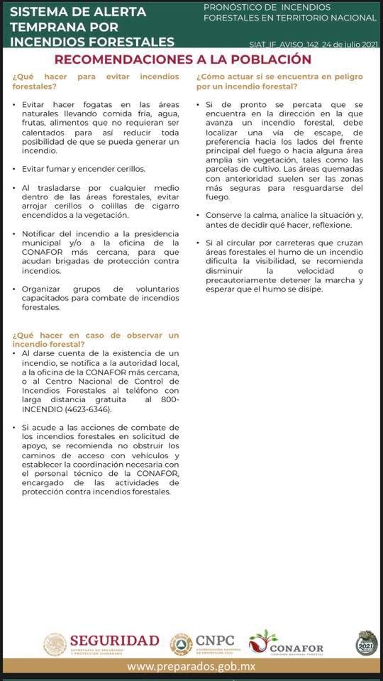 EMITEN ALERTA POR INCENDIOS FORESTALES EN BC