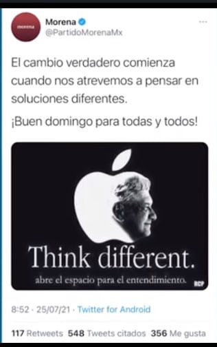 MORENA PLAGIA A APPLE CON ROSTRO DE LóPEZ OBRADOR MORENA PLAGIA A APPLE CON ROSTRO DE LóPEZ OBRADOR