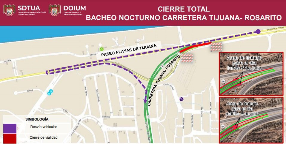 CIERRAN CARRETERA TIJUANA-ROSARITO POR BACHEO