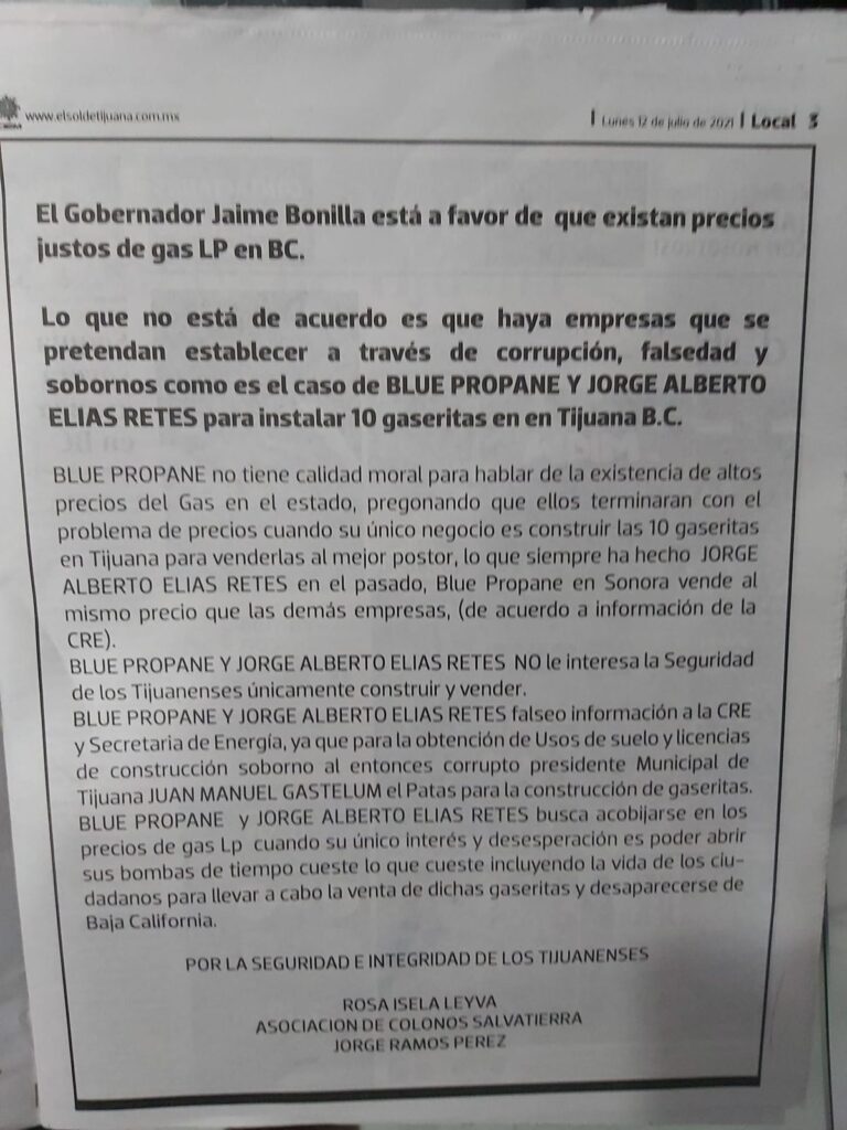 CRECE POLéMICA POR DISTRIBUCIóN DE GAS DOMéSTICO