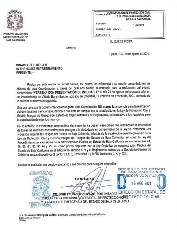 EVENTOS DEL VALLE EL FIN DE SEMANA NO ESTáN AUTORIZADOS