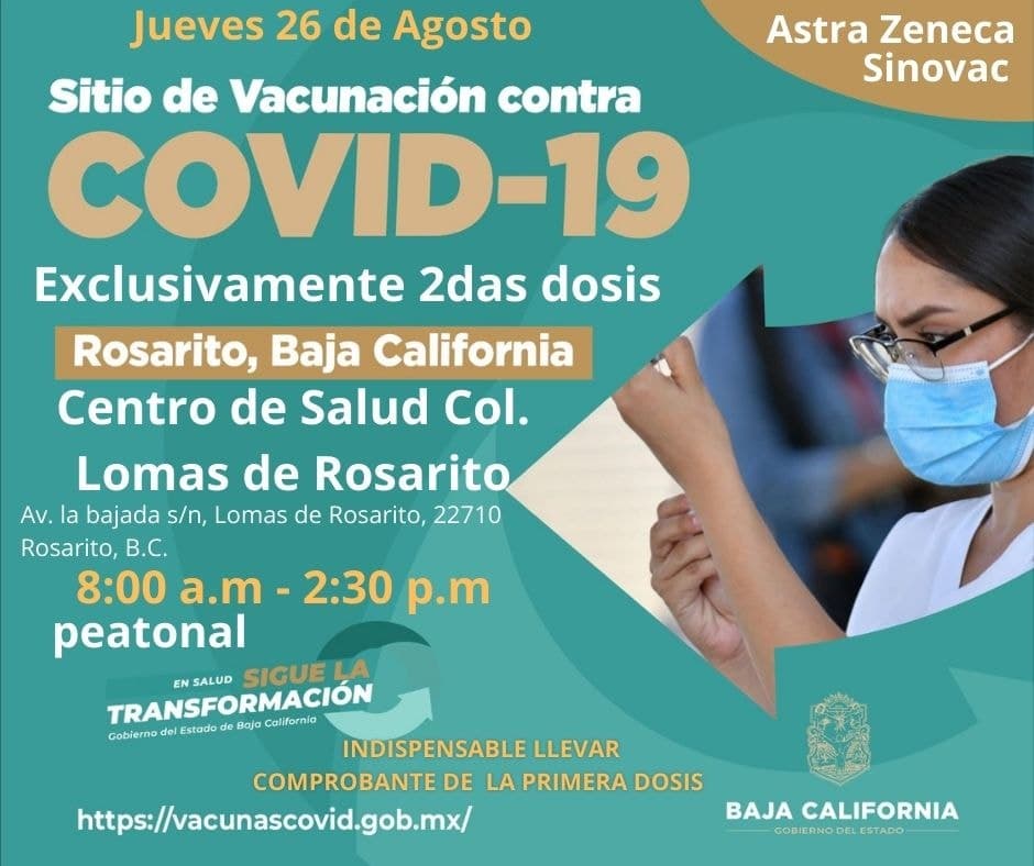 PUNTOS DE VACUNACIóN PARA 2DA DOSIS EN ROSARITO Y TJ
