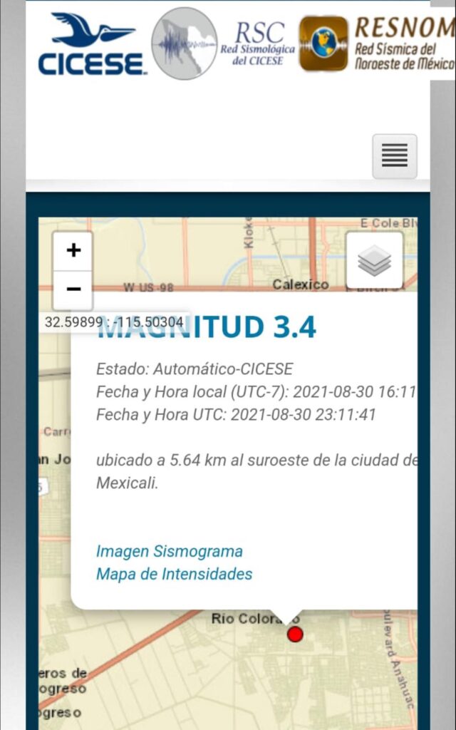 TIEMBLA EN ZONA URBANA DE MEXICALI