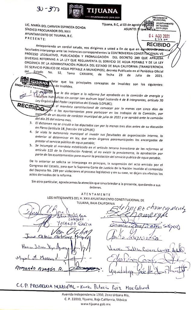 MEXICALI, TECATE Y ROSARITO CONTRA MUNICIPALIZACIóN DEL AGUA