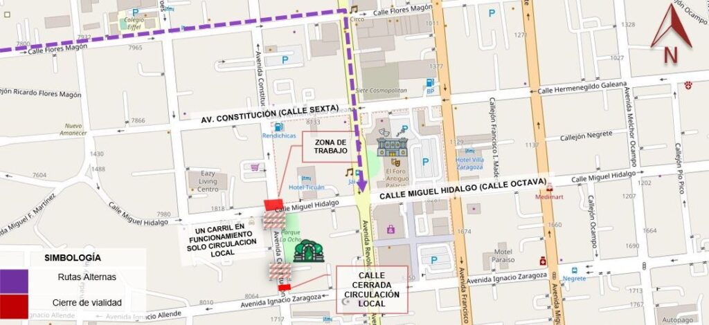CIERRE PARCIAL EN CALLE MIGUEL HIDALGO DE LA DELEGACIóN CENTRO