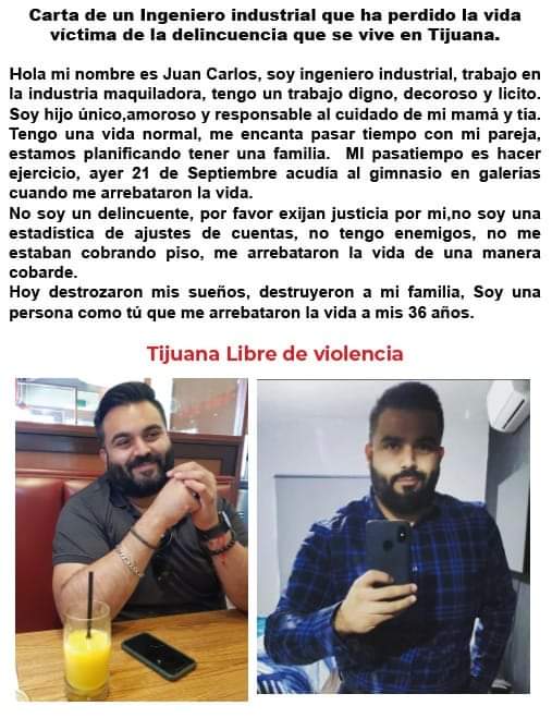 EXIGEN JUSTICIA POR JUAN CARLOS, EL INGENIERO ASESINADO EN GALERíAS