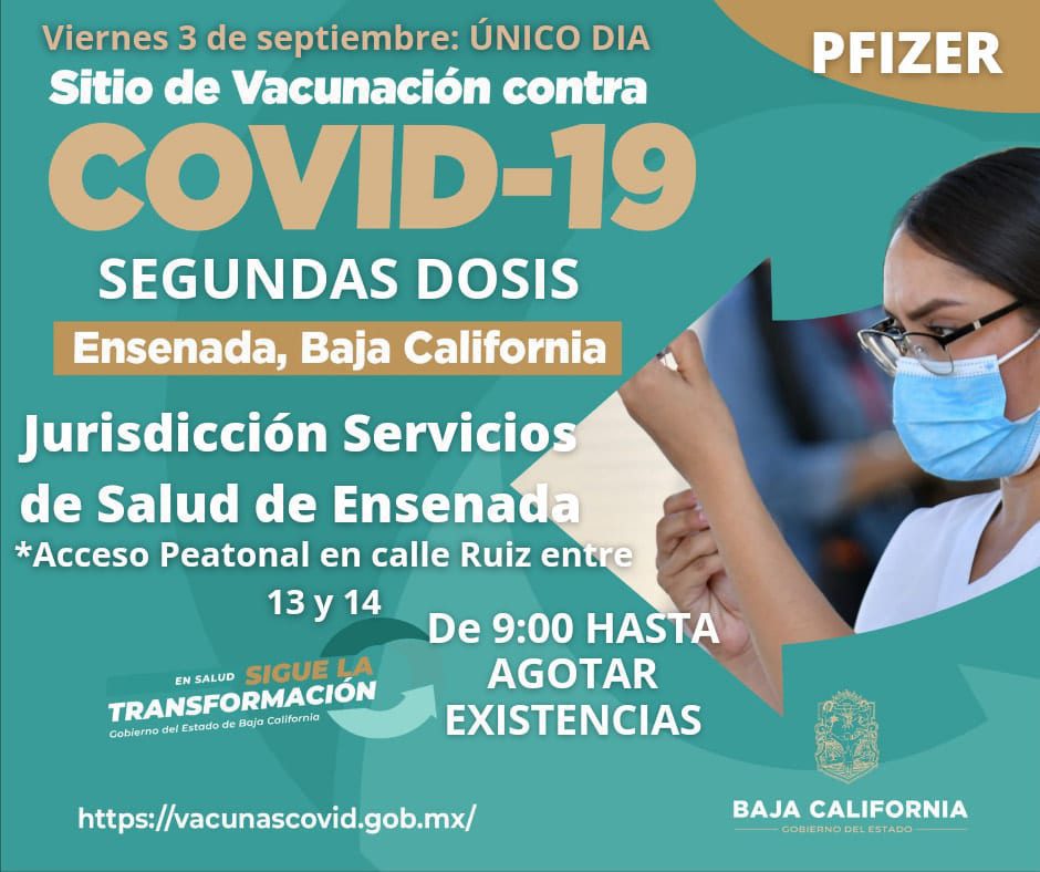 REANUDAN APLICACIóN DE 2DA DOSIS PFIZER EN TJ Y ENSENADA