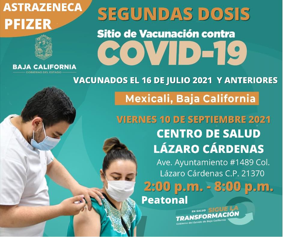 PUNTOS DE VACUNACIóN PARA 2DA DOSIS EN TJ, ENSENADA Y MEXICALI