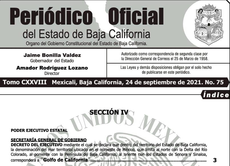 GOBIERNO DEL ESTADO CAMBIA NOMBRE AL MAR DE CORTéS