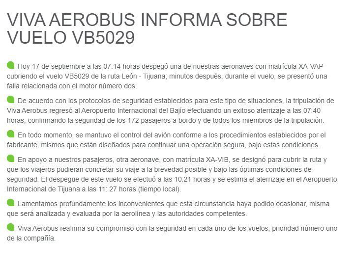 SE INCENDIA TURBINA DE AVIóN QUE VIAJABA A TIJUANA