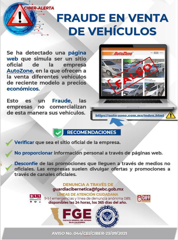 ALERTAN A CIUDADANíA POR FRAUDE EN VENTA DE AUTOS EN INTERNET