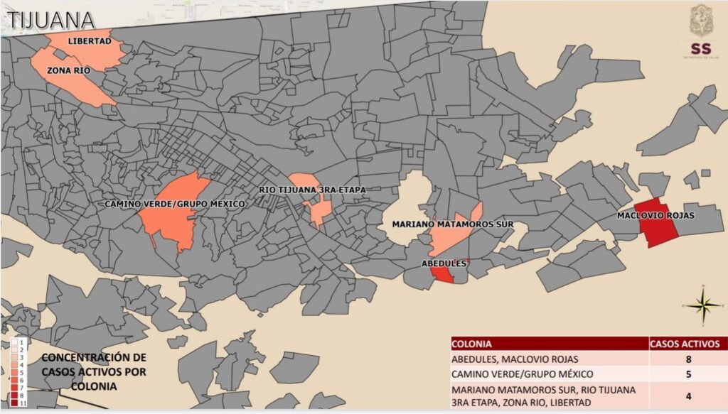 ESTAS SON LAS COLONIAS CON MáS CASOS ACTIVOS DE COVID EN TIJUANA