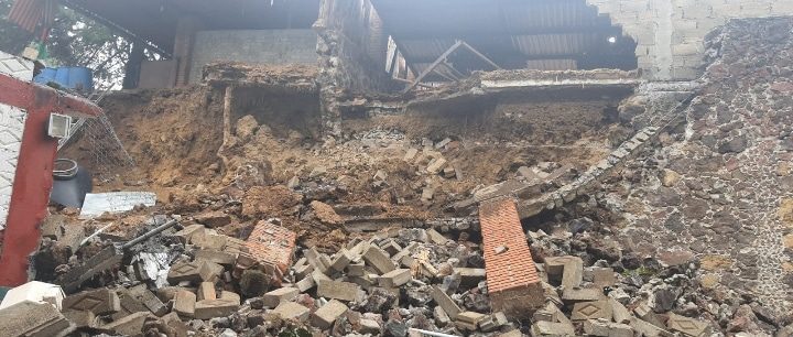 CERRO SE DESGAJA Y CAE SOBRE ALBERGUE DE PERRITOS