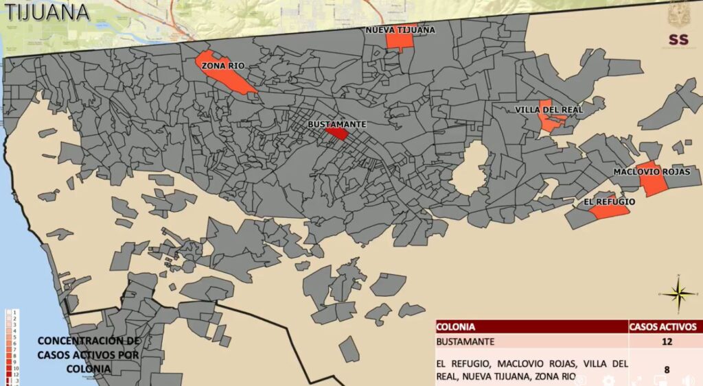 COLONIAS DE TIJUANA CON MáS CASOS ACTIVOS POR COVID-19