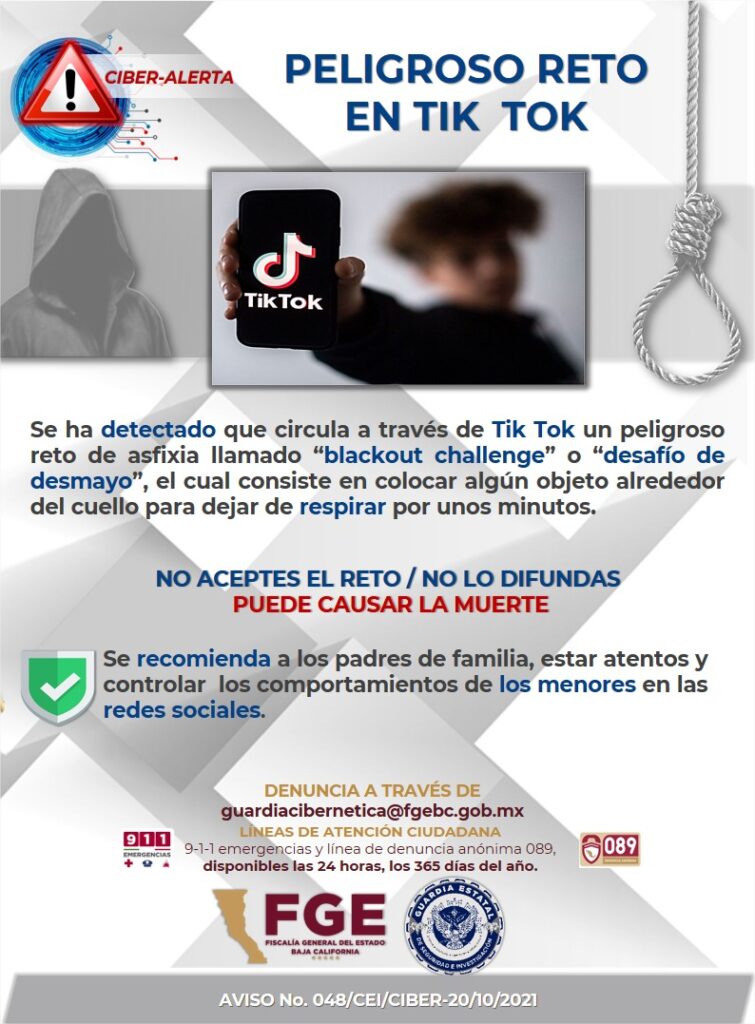 EMITEN ALERTA POR RETO PELIGROSO DE ASFIXIA EN REDES SOCIALES