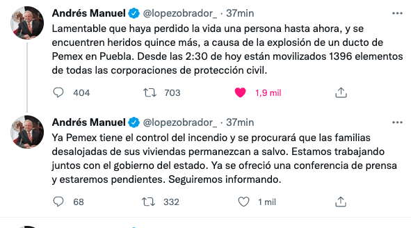 LAMENTA AMLO PéRDIDA DE VIDAS A CAUSA DE EXPLOSIóN LAMENTA AMLO PéRDIDA DE VIDAS A CAUSA DE EXPLOSIóN