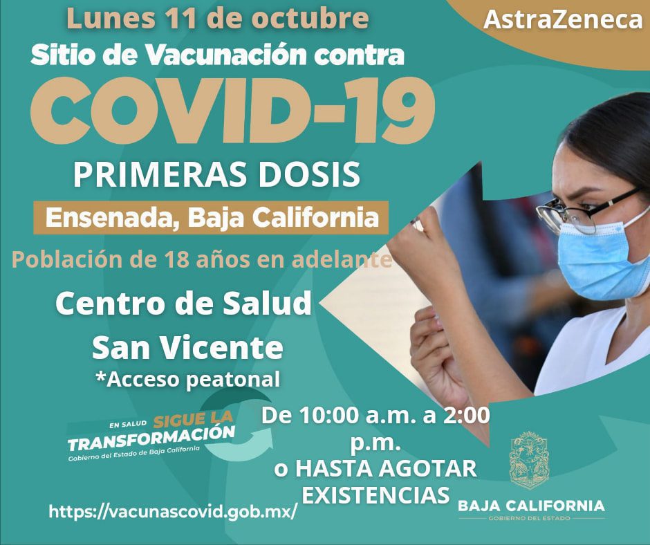 PUNTOS DE VACUNACIóN 1RA DOSIS ANTICOVID EN MEXICALI Y ENSENADA