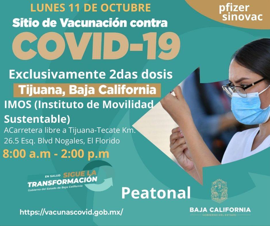 PUNTOS DE VACUNACIóN 1RA DOSIS ANTICOVID EN MEXICALI Y ENSENADA