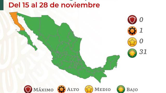 BC, EL úNICO ESTADO DE MéXICO EN NARANJA EN EL SEMáFORO COVID-19