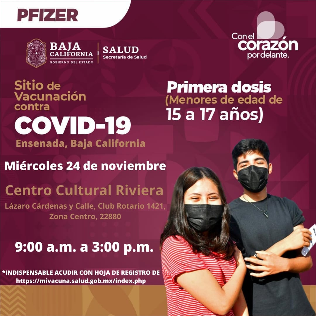 LUGARES Y HORARIOS PARA VACUNACIóN DE MENORES EN BC