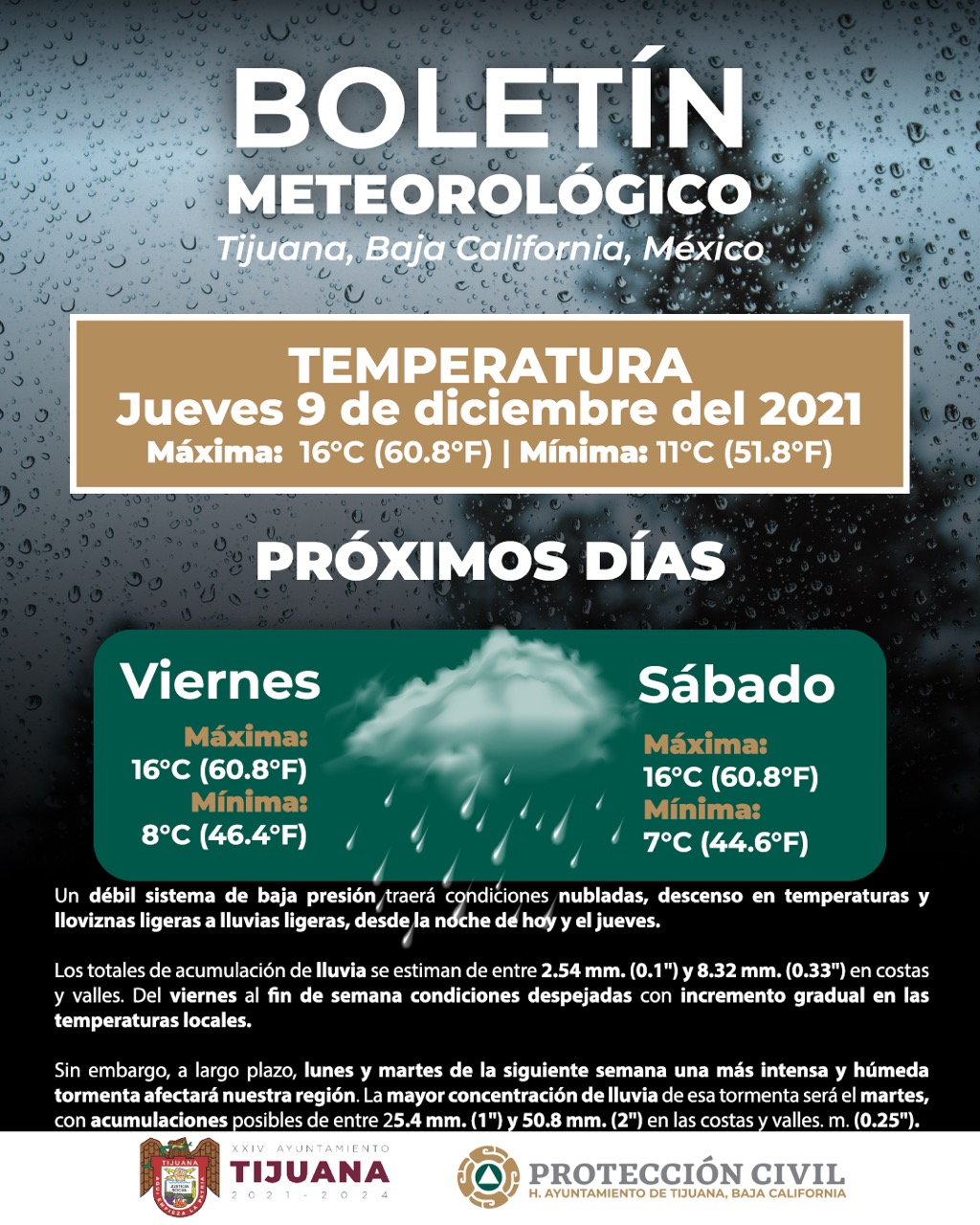 DESCENDERáN LAS TEMPERATURAS Y LLOVERá VARIOS DíAS