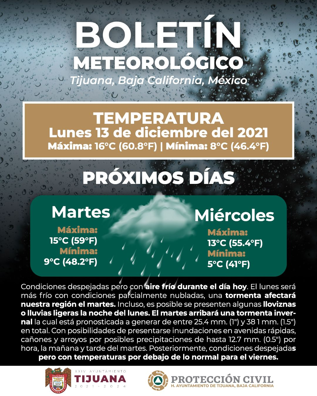 HABRá TORMENTA INVERNAL Y FRíO EN LA REGIóN