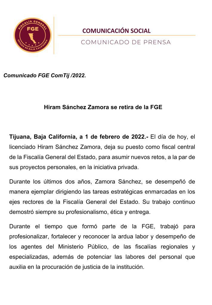 RENUNCIA HIRAM SáNCHEZ A LA FGE
