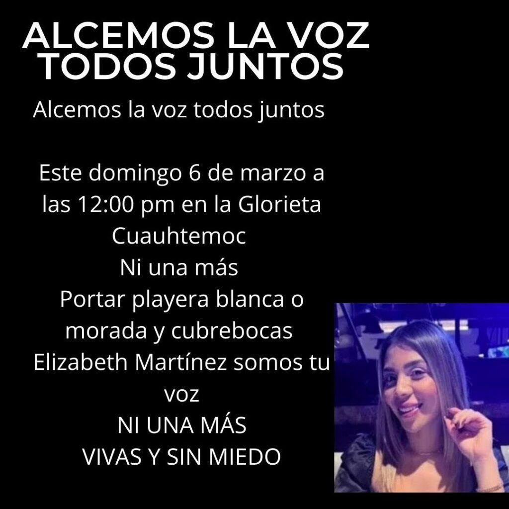 CONVOCAN A MANIFESTACIóN PARA EXIGIR JUSTICIA POR ELIZABETH