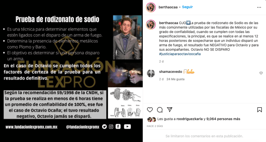 REVELAN RESULTADOS OFICIALES EN CASO OCTAVIO OCAñA