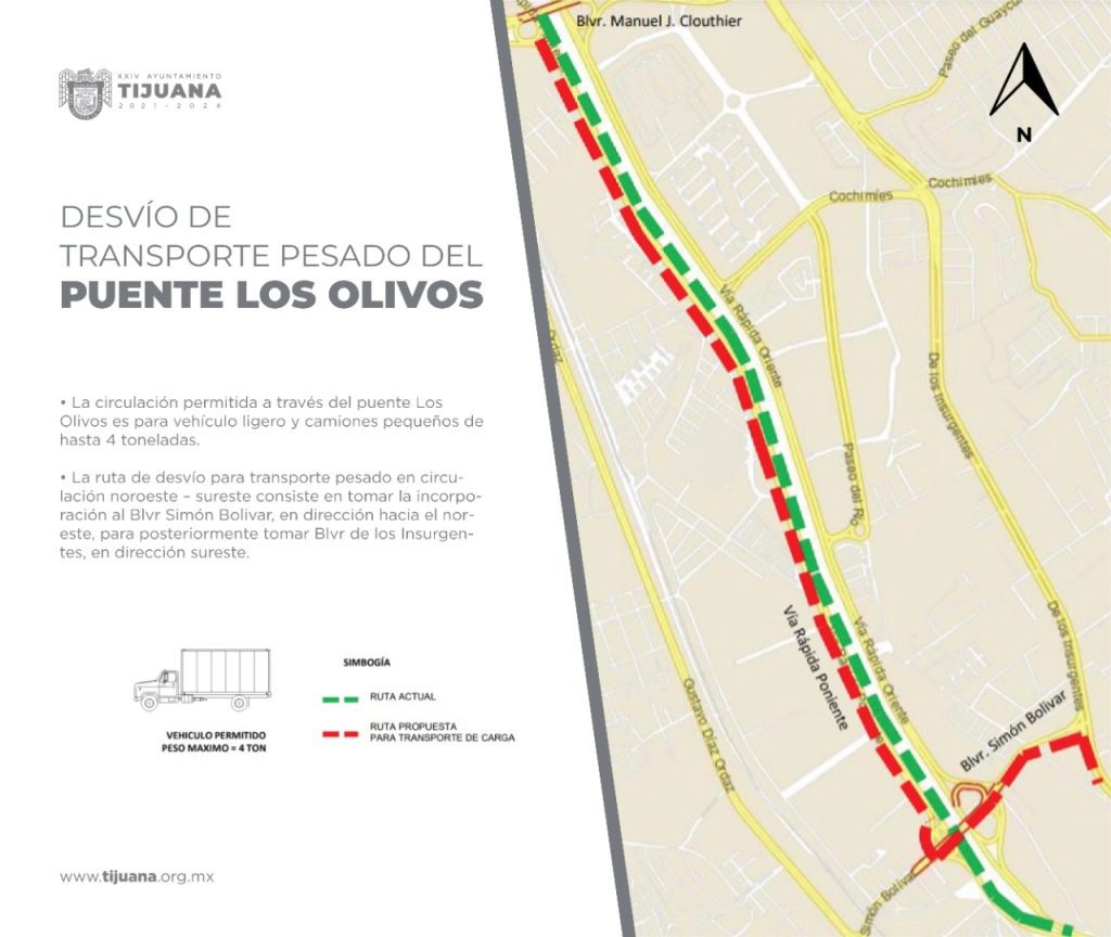 DESVíAN TRANSPORTE PESADO DEL PUENTE DE LOS OLIVOS