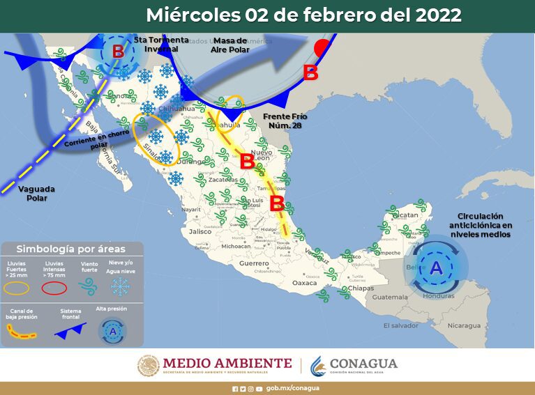 FRENTE FRíO TRAERá LLUVIAS, TOLVANERAS Y AGUANIEVE A BC